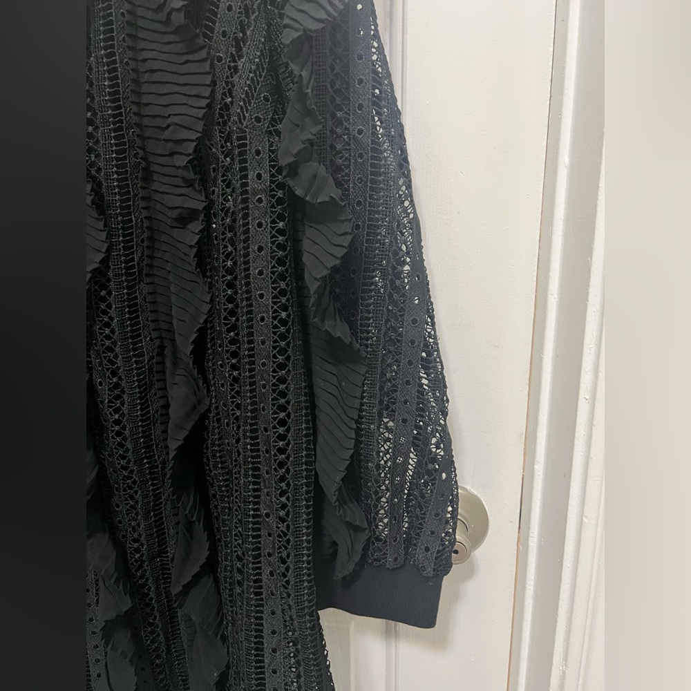 Daniel Rainn Dress Women 1X Black‎ Striped Shift Short Lined Long Sleeve (0441) - Picture 4 of 16
